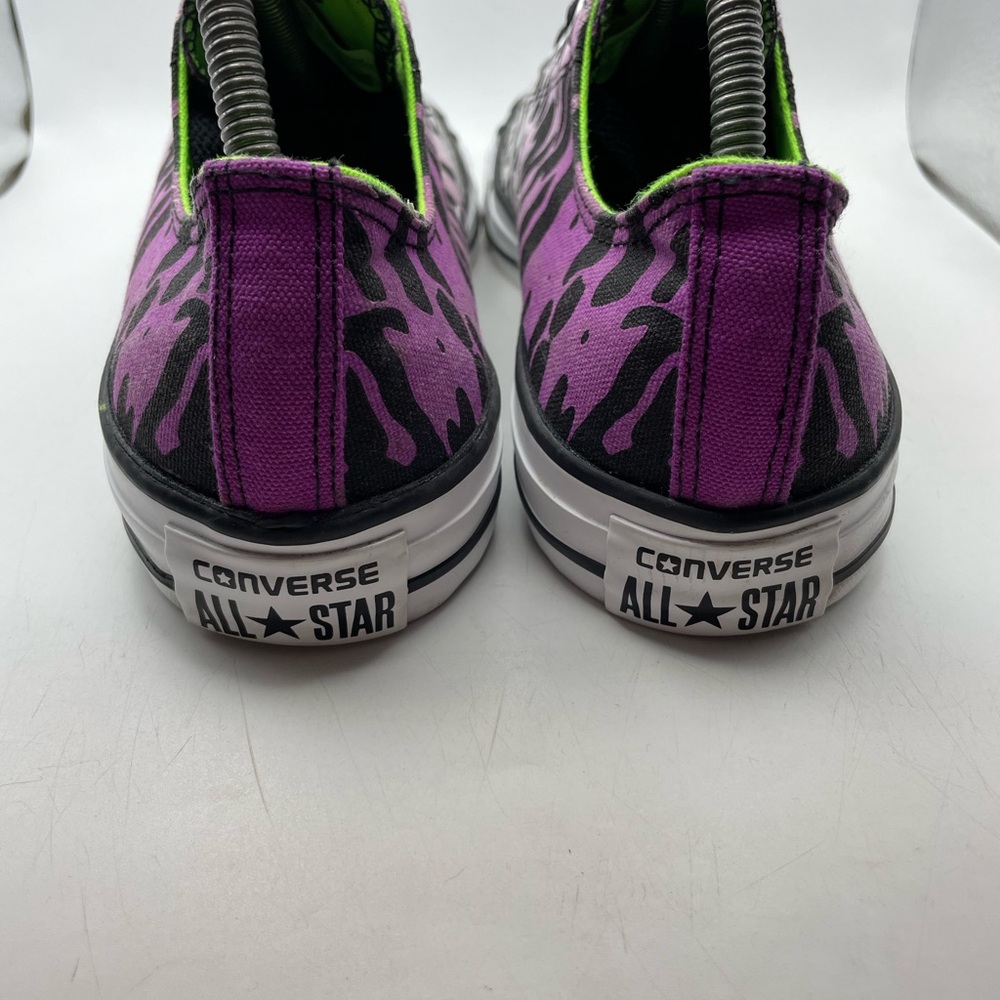Converse Low Top Sneakers Purple Black White with Lime Green Accents - Picture 5 of 9